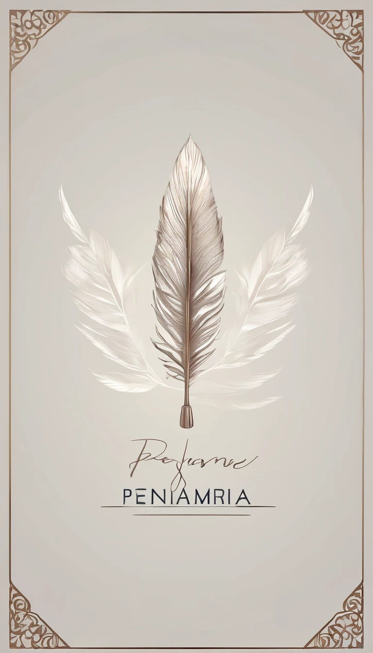 Create a minimal, modern, simple, inspirational, memorable, dream like logo design of a boy and a feather for the brand “Penamemoria".