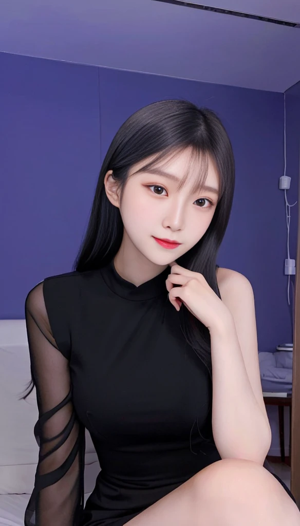 arafed asian woman in a black dress sitting in a room, gorgeous young korean woman, korean girl, beautiful south korean woman, gorgeous chinese model, Yoshitomo Nara, korean woman, gongbi, beautiful young korean woman, wan adorable korean face, jaeyeon nam, 2 8 years old, 2 7 years old