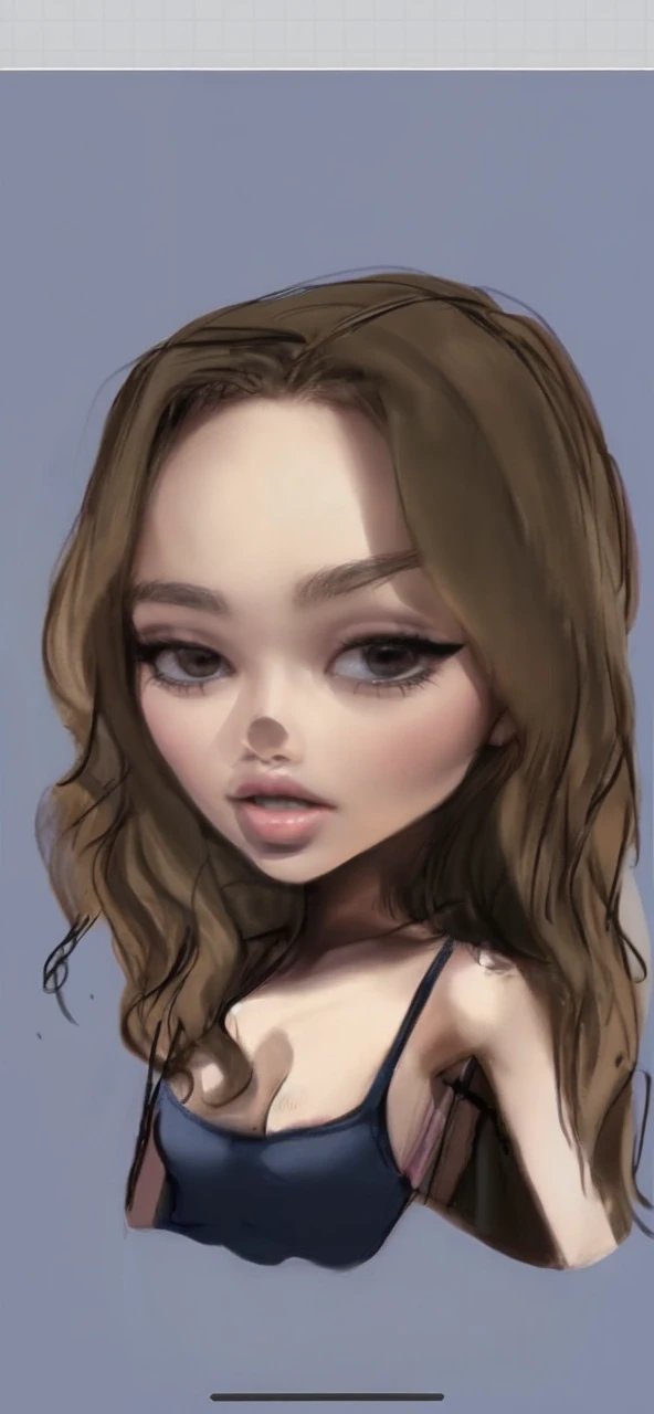 short black hair, with slightly messy bangs.  Dark, penetrating brown eyes.  Thin and marked build.  She wears torn black shorts, blue tennis shoes, and a pink navel blouse with straps. He has an axe in his right hand and a backpack on his back. Busty. 