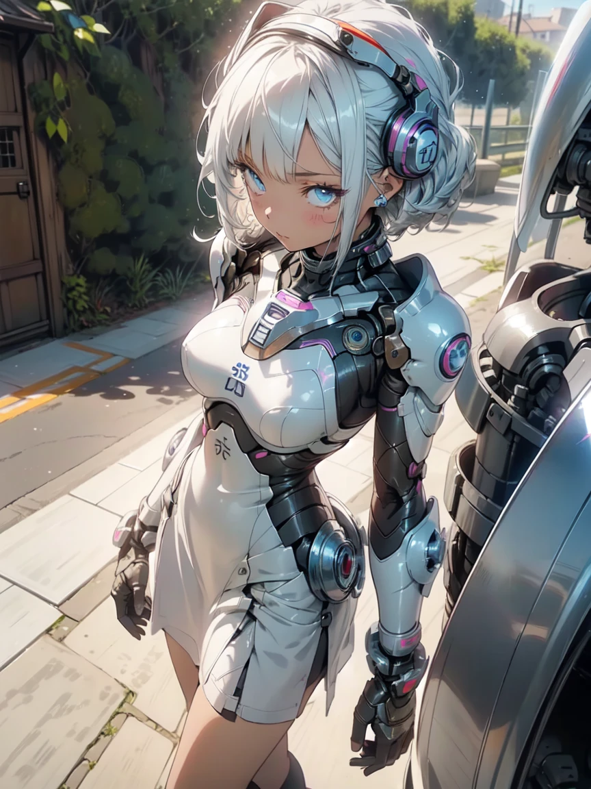 (Subtle manga style:1.1), Cool Beauty, (One Woman:1.0), (20-year-old:1.0), (Small breasts:1.2), Outdoor, Day, sunny, Outdoorで飛ぶ, Over European cities, (Wide Shot:1.0), (Written boundary depth:1.1), (~ ~ ~ ~ ~ ~ ~ side:0.7), (From above:1.0), break、(Anime Face:1.0), (Clear blue eyes:1.0), (Cybernetic Genoid:1.1), (Very detailed mech suit:1.3), (White Gothic Breastplate:1.2), (Silver short hair:1.0), (White Luxury Wizard Dress Skirt:1.3), (Decorative embroidery:1.0), (Angel Wings:1.1), Keep your mouth shut Highest quality, High resolution,Whimsical, Anime Girls, cherry blossoms, spring, pastel colour, Hand-drawn style, High resolution