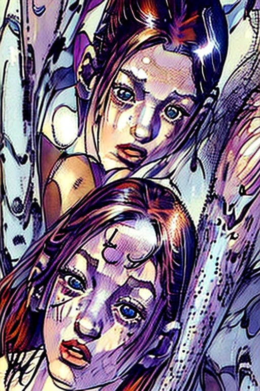 ((Hirohiko Araki, illustration:1.3)),(nude:1.4). Tall, slender ((redhead:1.4)) woman of Irish descent. (pale:1.3)complexion. blue eyes, cute butt, nice legs. Kind eyes, cute smile, Mascara, eye shadow, blush. Masterpiece, best quality,(highly detailed:1.2),(detailed face and eyes:1.2), 8k wallpaper, natural lighting. core shadows, high contrast, bokeh.