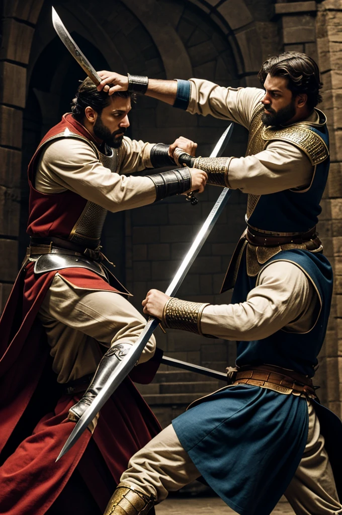 Two kings fighting with swords