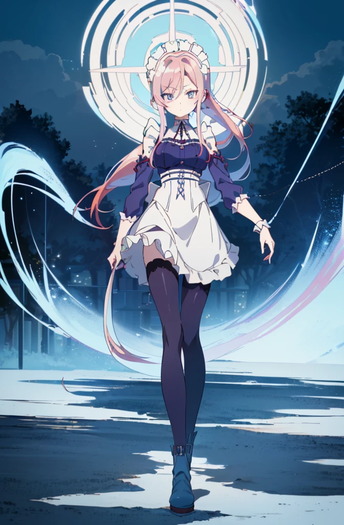 [(cathedral background:1.4)::5],original,(illustration:1.1),(best quality),(masterpiece:1.1),(extremely detailed CG unity 8k wallpaper:1.1), (colorful:0.9),(mid shot:0.95),(full body:1.5),Dynamic angle,(solo:1.2), (girl),((adult)), (detailed beautiful eyes:1.15), (beautiful face:1.15), (glowing red eyes:1.25////),((medium hair)),((split-color hair , red hair , light blue hair)),(high twintails),(chignon),(+perfect hand+:1.21),(Draw an illustration of a gothic girl),(Religious),(slender),(is wearing boots on her feet),((is wearing white maid clothes)),(furious), Lace Off-shoulder ta fashion,beautiful slender woman,high twintails,full body,mini skirt,((split-color hair , red hair , light blue hair)),
