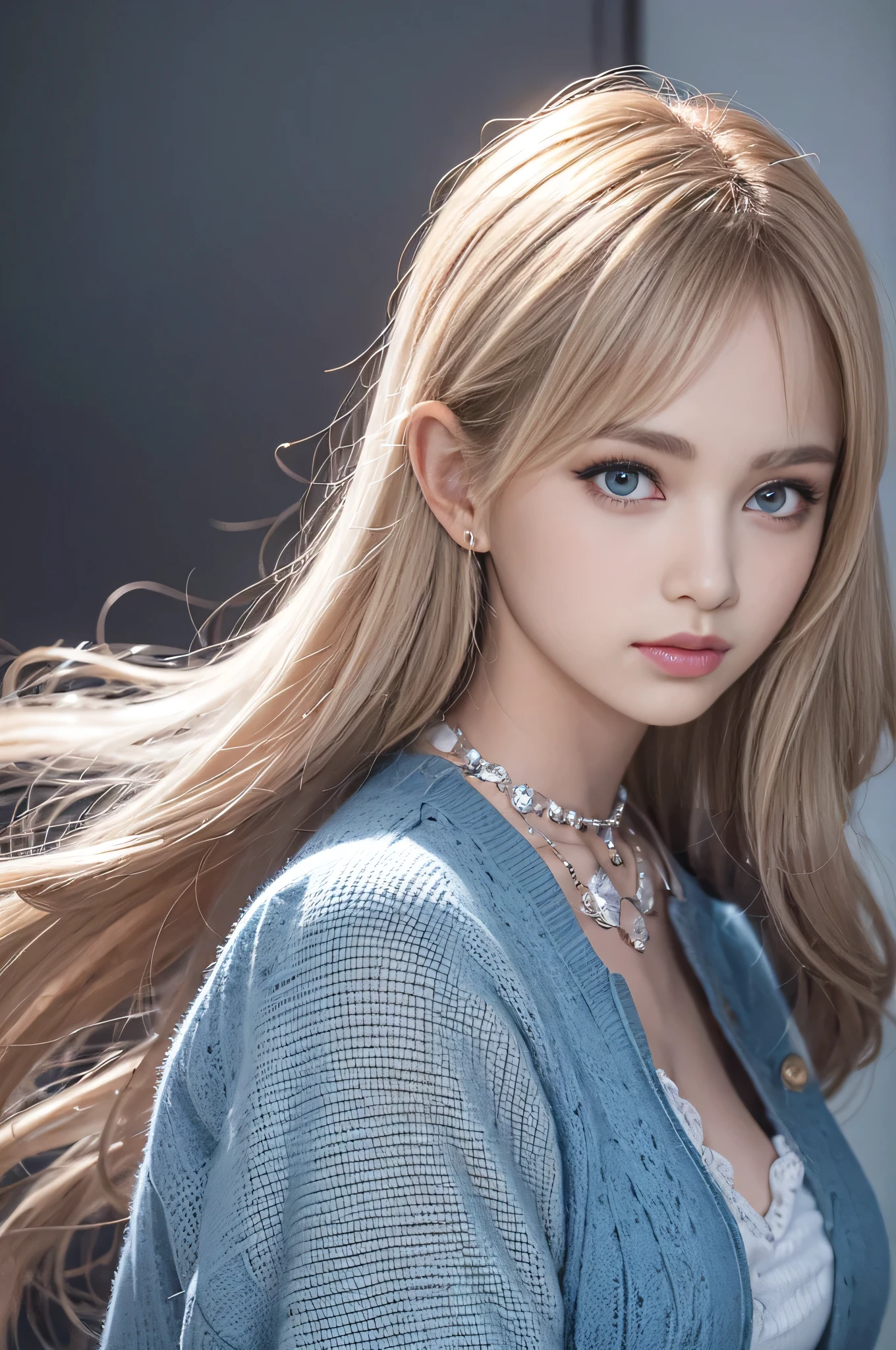 portlate、School Uniforms、bright expression、Young shiny shiny white shiny skin、Best Looks、Blonde reflected light、Platinum blonde hair with dazzling highlights、shiny light hair,、Super long silky straight hair、Beautiful bangs that shine、Glowing crystal clear attractive big blue eyes、Very beautiful nice cute 16 year old girl、Lush bust、