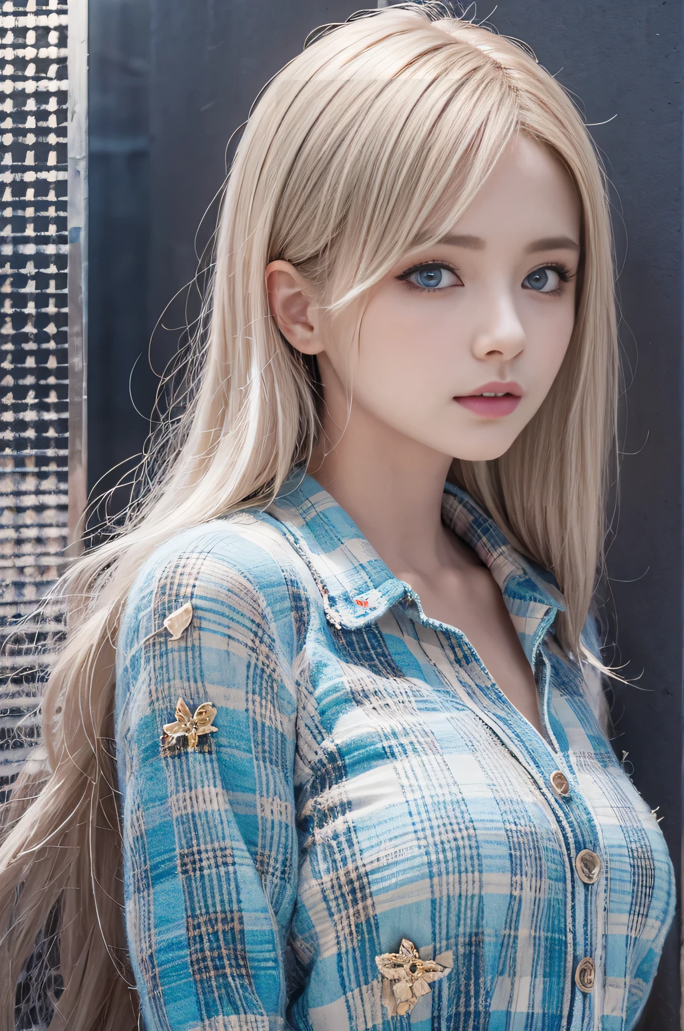 portlate、School Uniforms、bright expression、Young shiny shiny white shiny skin、Best Looks、Blonde reflected light、Platinum blonde hair with dazzling highlights、shiny light hair,、Super long silky straight hair、Beautiful bangs that shine、Glowing crystal clear attractive big blue eyes、Very beautiful nice cute 16 year old girl、Lush bust、