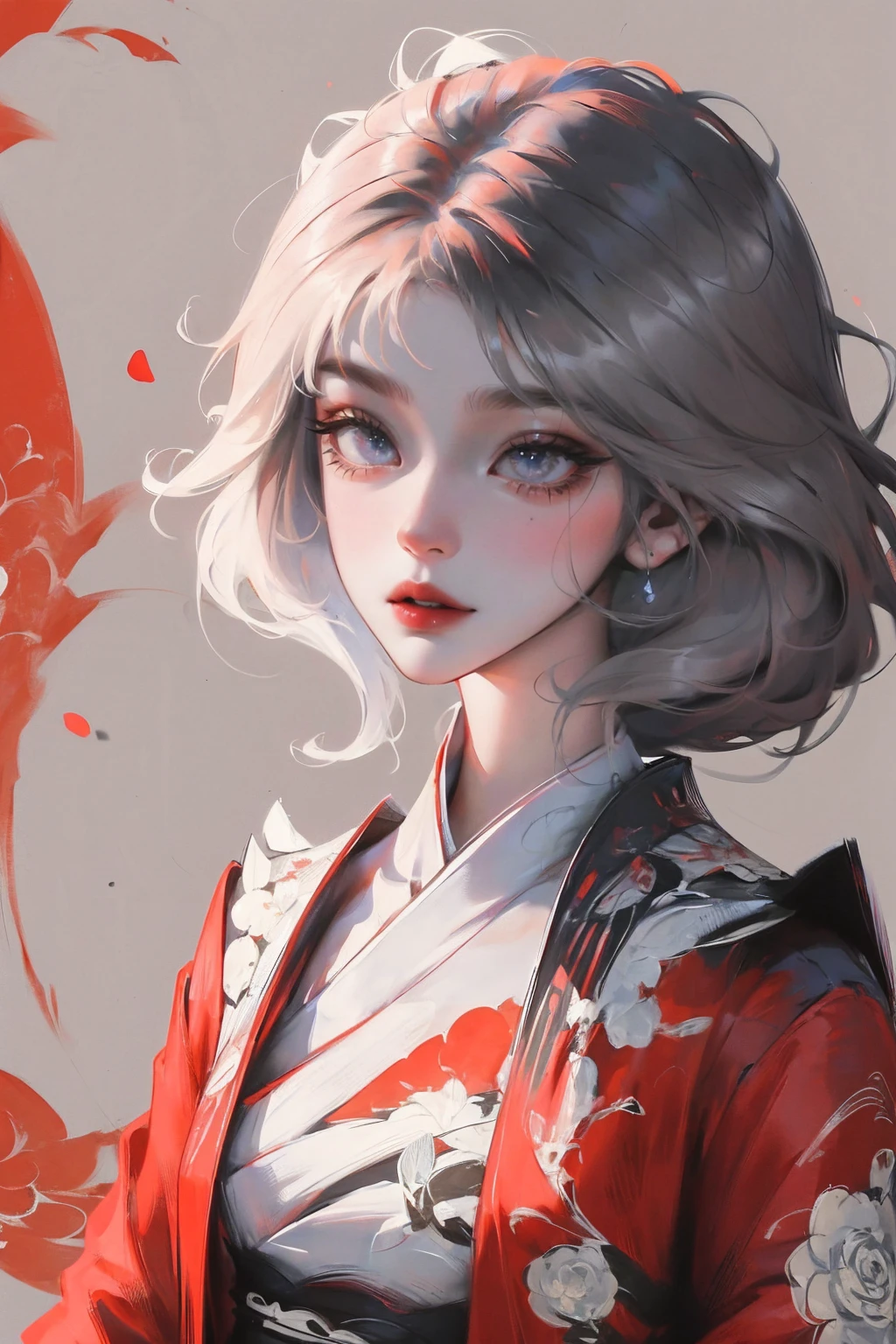 (masterpiece, top quality, best quality, official art, beautiful and aesthetic:1.2), (1girl:1.2), cute, extreme detailed,(abstract:1.4, fractal art:1.3),(silver_hair:1.1), fate \(series\), colorful,highest detailed, fire, ice, lightning, (splash_art:1.2), jewelry:1.4, hanfu, <lora:ink-0.1-3-b28-bf16-D128-A1-1-ep64-768-DAdaptation-cosine:0.8> , scenery, ink,