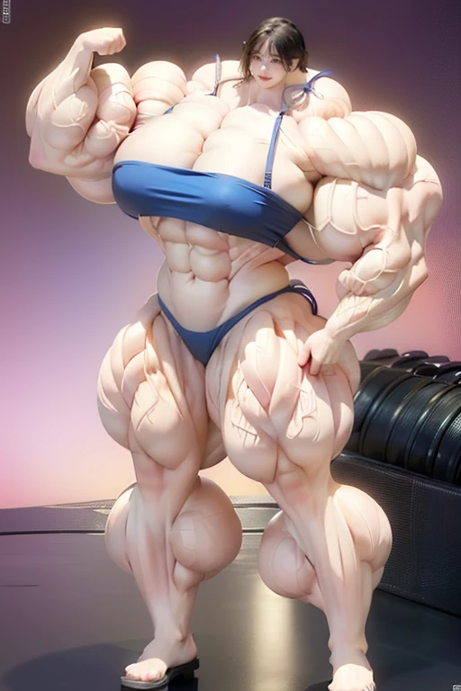 Highest quality、High resolution、Very detailed、Bright lighting、One girl、Full body photo、Black Hair、(((Short Hair)))、smile、(((Big Tits)))、(((Bikini)))、(((muscular)))、(((Hyper huge Muscle:1.2)))、(((Incredibly large muscles:1.2)))、(((Extremely large muscles:1.2)))、huge、(((Huge body)))、((Long legs))、(((very thick paws)))、(((Expanding Body)))、(((Huge body)))、(((An immeasurably large body:1.2)))、(((Very small face)))、(((Unusually developed super huge breasts:1.2)))、(((Super Heavy Muscle:1.2)))、(((Hyper Heavyweight Muscle:1.2)))、(((Super huge body:1.2)))、(((Unreasonably small face)))、