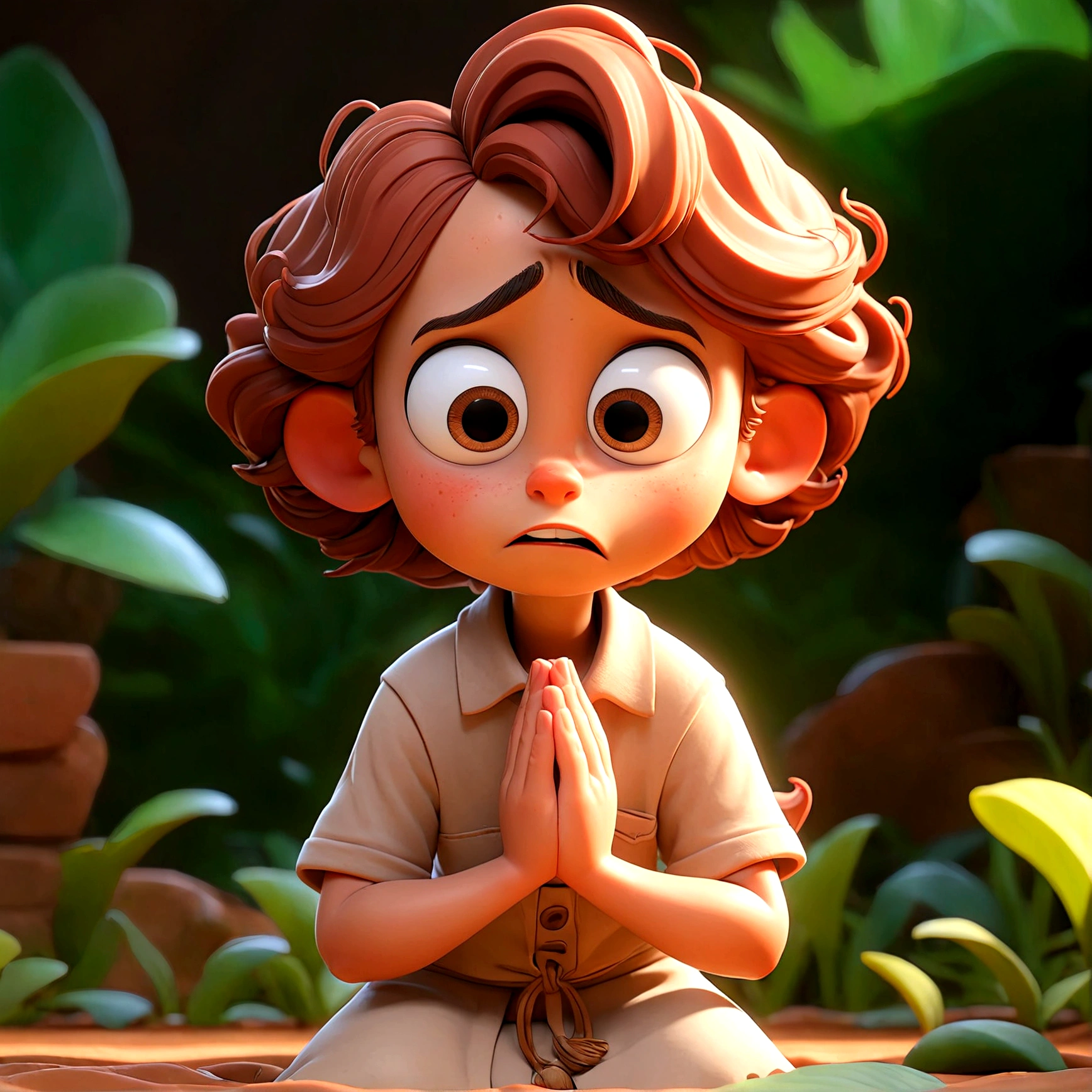 Cartoon character of four children praying, an animated character, Stylized character, animation style rendering, stylized 3D, Disney rendering, Stylized 3D rendering, toon rendering screenshot, 3D Character, 3D Character, Stylized 3D rendering , 3D Character Rendering, Cartoon Character, Closeup Character, Character Pose, (Pixar Style) (Master Part:1.2) (Bokeh) (Best Quality) (Detailed Skin) (Detailed Texture) (8K) (Clay ) (cinematic lighting) (sharp focus，Sits and leaks full body