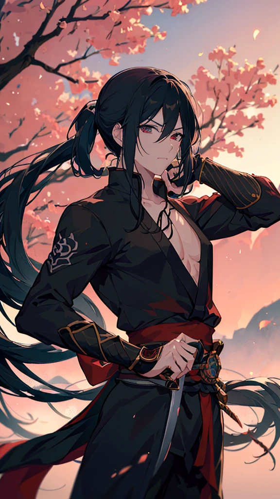 Holding a sword in his hand、Anime girl in black shirt, itatchi uchiha, knife, she is holding a knife sword, Anime-style characters, unsheathing her knife, akatsuki akira, By Ren, Maid, Anime-style artwork, kunoichi, holding knife, Anime characters, yuyushiki