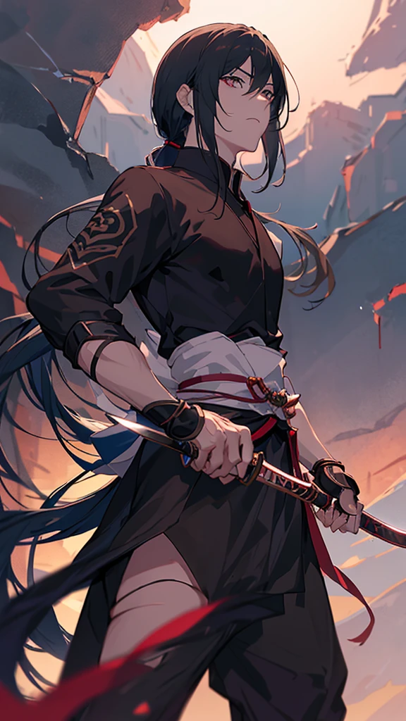 Holding a sword in his hand、Anime girl in black shirt, itatchi uchiha, knife, she is holding a knife sword, Anime-style characters, unsheathing her knife, akatsuki akira, By Ren, Maid, Anime-style artwork, kunoichi, holding knife, Anime characters, yuyushiki