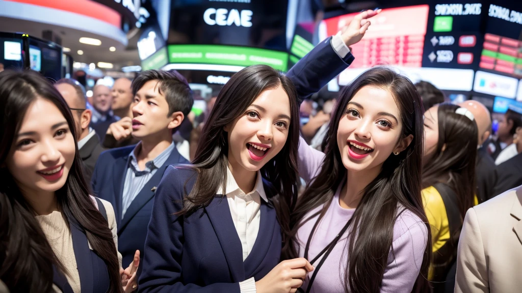 Happy faces as stock prices rise
