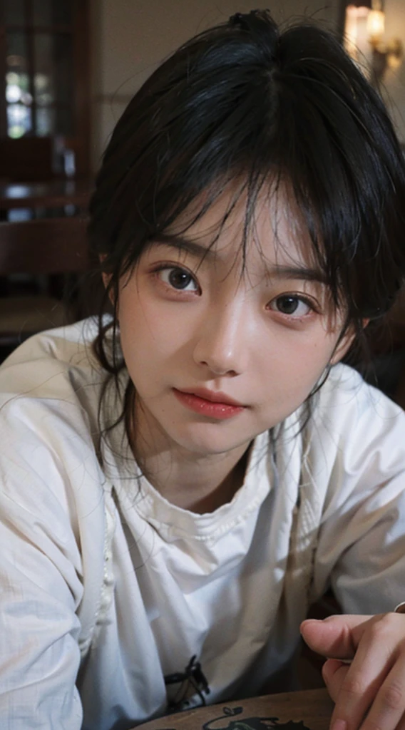 (8K, RAW Photos:1.2), Detailed face and eyes, Highest quality, Ultra-high resolution, Very detailed, Ultra-intricate details, Tabletop, Very cute girl, Soft cinematic light, Hyper Detail, Sharp focus, super high quality, Ash's Hairstyle, A cute 16 year old girl, Very beautiful plump E cup, The whole body is shown, Quite embarrassed,Really kissing face, The style is quite nice, In a stylish room, topless, Very beautiful nipples, Full body nude, Extremely realistic skin texture, Relaxing in bed, With her legs spread in an M-shape, she's looking right at me