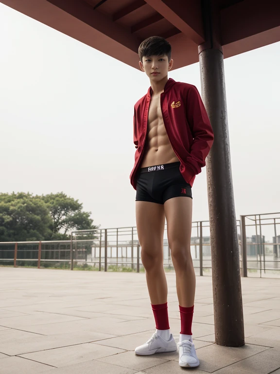  teenagers ,  young , light-skin , wearing an dark red sexy underwear, tmasterpiece，k hd，the feet，Transparent sports vest，semi transparent，black long socks，The barefoot , red colour , handsome and cute , extreme cute boy , white skin , dark red underwear boxers shorts , extremely tall and cute boy ,oppa model , handsome model , full body , dark red boxers underwears short shorts , black socks , white light-skin , Chinese model , young boy , white skin , handsome and extremely cute , red boxers underwear shorts , long black socks , handsome model , at the park , jogging , model oppa , long legs , jogging , running , high knee black socks ,black  long socks , stand up , extremely tall , extremely high , red underwears , red sports underwear , long black socks , clean and white legs , Chinese model , extremely long legs , looking at the camera , clean and white thigh , heavy bulge , kid face , baby face , wearing jacket , red underwears boxers , light and white skin , Chinese model , strike a pose , sexy pose , flexing pose , show off his handsome pose , size different , height different , tallest boy in the world , height comparison with other boy