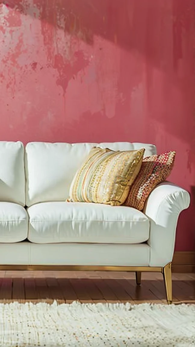 Diwan-Sofa: Lean elegantly on an ottoman sofa, with one leg raised.