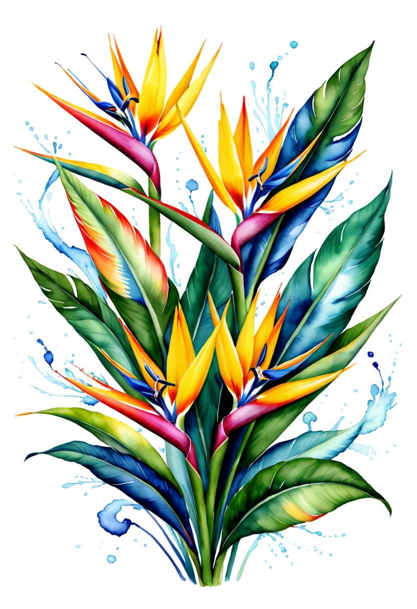 conceptual artwork (ultra-realistc:1.3) Watercolor birds of paradise floral design illustration on white background, pintura colorida em water colour, pintura colorida em water colour, water colour, estilo de pintura em water colour, Watercolor style illustration, pintado em water colours brilhantes, water colour colorida, water colour, pintura em water colour, water colour, pintura em water colour vibrante, water colour, Desenho em water colour, arte em water colour , uma pintura em water colour, water colour vibrante, water colour, arte em water colour, water color . digitl art, illustrative, painting-like, highy detailed