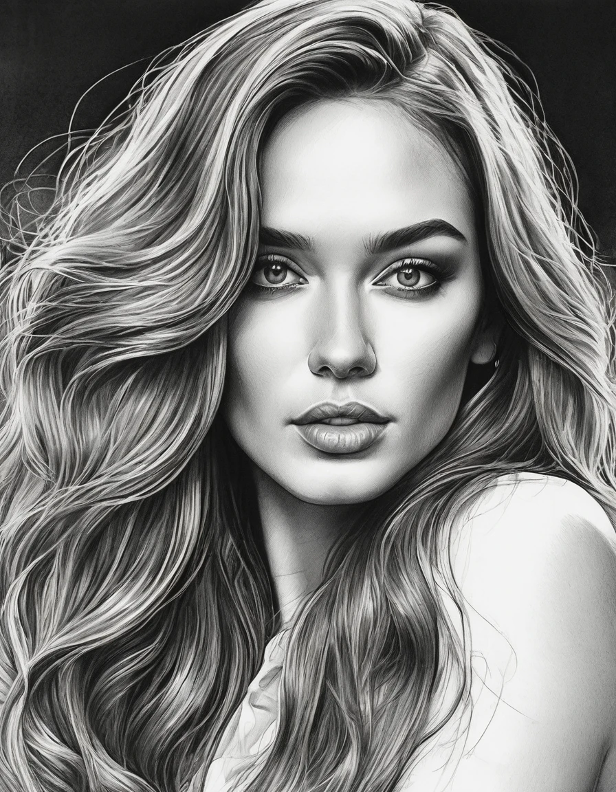 a drawing of a woman with long hair and earrings, detailed beauty portrait, detailed beautiful portrait, realistic digital drawing, extremely detailed woman, elegant digital painting, detailed woman, detailed illustration portrait, epic portrait illustration, stunning drawing, beautiful drawing style, beautiful beautiful digital art, Bela arte UHD 4K, realistic sketch, elegant drawing, high quality sketch art