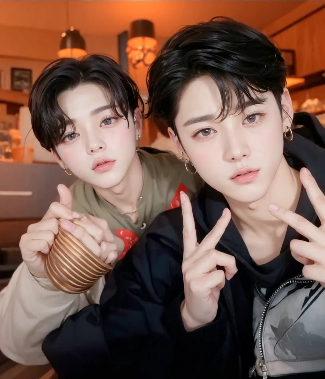 Jimin and jungkook cute and tender. Two very handsome and cute boys. big eyes and full lips, angelic and very attractive appearance.