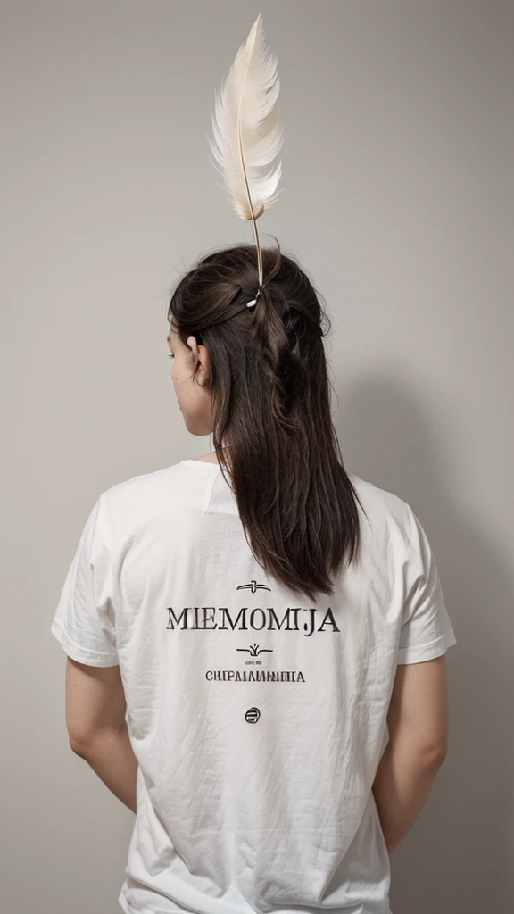 A minimal, modern, simple, cinematic logotype for the brand “Penamemoria". The logotype must be a simple, magical feather and a boy playing acoustic guitar. The logo must convey a sense of music, stories and dreams. Logo design impressed on a book cover. Minimalistic logo