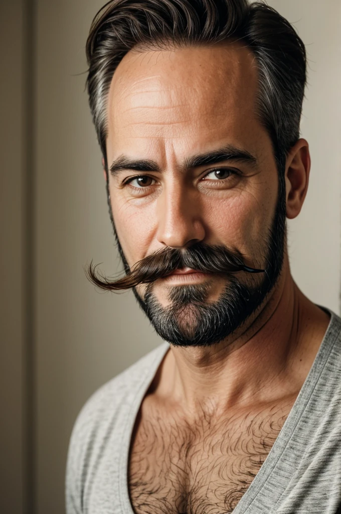 A mature guy with small mustache and beard