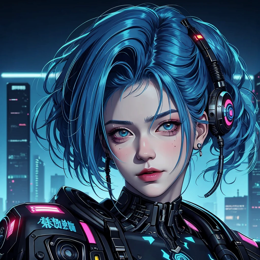 there is a woman with blue hair and a jacket, hyper-realistic cyberpunk style, realistic art style, Retrato ciberpunk, 🤤 portrait of , cyberpunk artstyle, cyberpunk anime digital art, Retrato de RossDraws, garota cyberpunk sonhadora, the cyberpunk portrait of , portrait of cg society, cyberpunk style , hyper realist, realism art style, photorealistic art style, rossdraws pastel vibrante, smiling, short undercut hair style, beautiful hair with shine