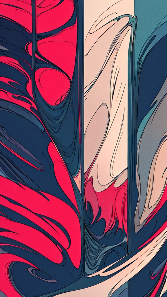 masterpiece, best quality, Flat Color,Low contrast, (Clear lines),sideways, contour,1 Girl,poker face,Black Kimono,serious,coat,Red pupil,No Expression,limited_Color Palette