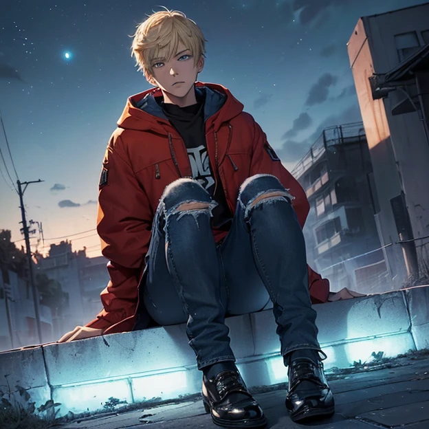 (master piece, best high quality image, very good detailed image, very good detailed character, very good detailed background, very detailed textures, carefully detailed and textures, charactercalone)
{{((1:character: 25 years old blonde boy, (fair skin, light-blue eyes, short blonde hair, furious face, agressive demeanor), (red-blue hood jacket, blue jeans, black shoes), (night sky, moder buenos aires-argentina city))}}