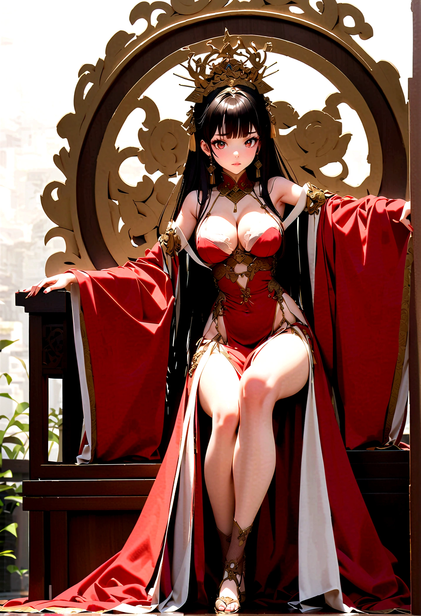 Ultimate Douluo Lan Xuanyu sexy evening dress,Lace hollow transparent camisole underwear,dark,Nervous fun,sit,Lan Xuanyu women's clothing golden dragon princess,御姐dark晚礼服高跟鞋,Sexy lace front split legs,Sexy Princess,Full body photo of front splits,Chinese ancient style empress