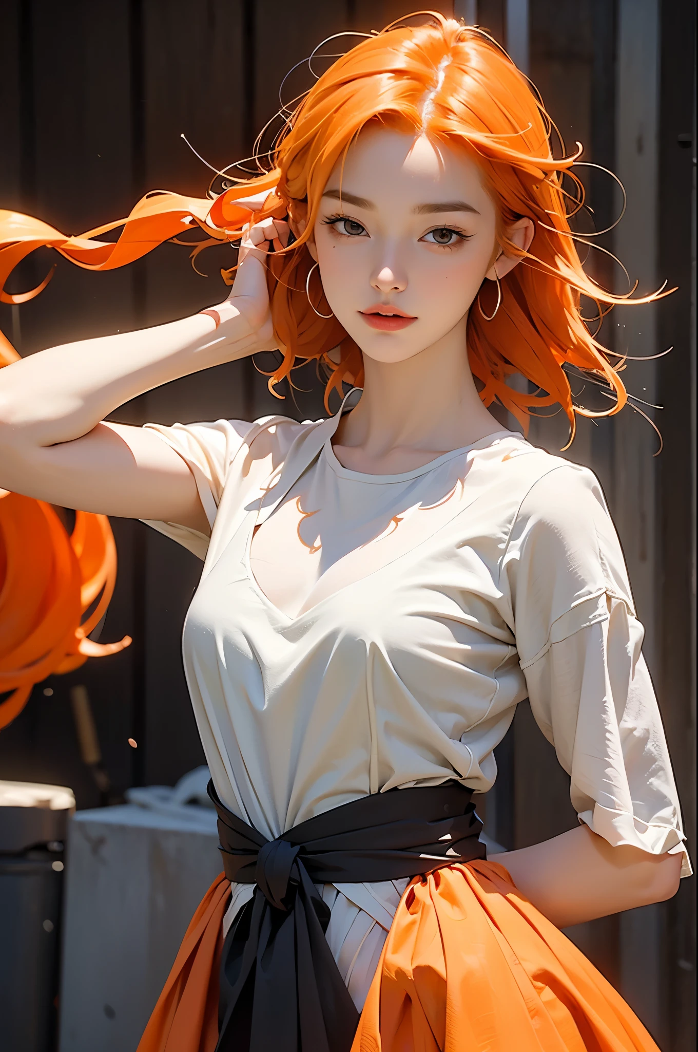 Killian_yinger,illustration,1 Girl,(orange_hair:1.1),The most beautiful form of chaos,Savage design,(mandarin orange:0.6),