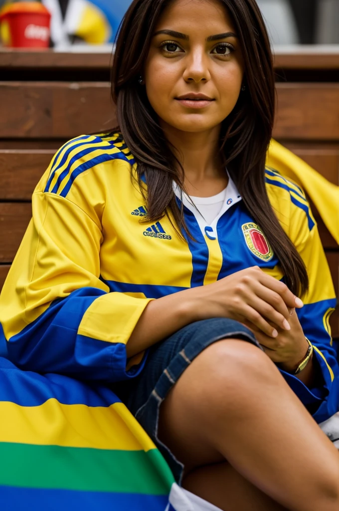 Sara watching the Colombia game in pixsr style