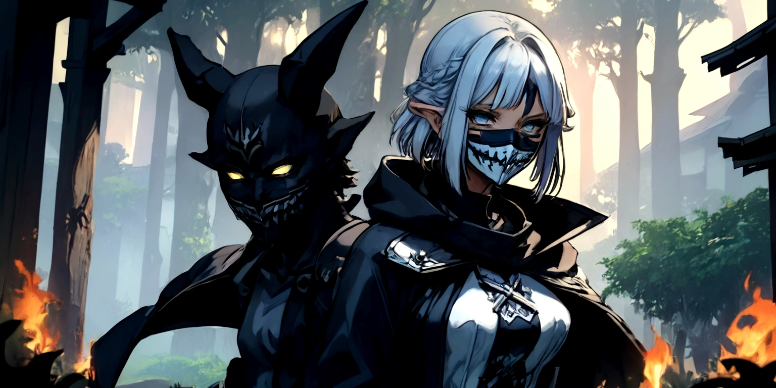 ninja , cape,close up, black heavy detailed clothes, single person, weapon, art, dark and malevolent, weapon, armor, powerful and intimidating, (masterpiece, best quality, ultra-detailed, best shadow), (detailed background, dark fantasy) dramatic light, intricate details, dark and malevolent, powerful and intimidating, Dark and foreboding, malevolent force, sinister and chilling, armor, high detailed background, girl in demon slayer art, demon slayer art style, epic anime art, God death