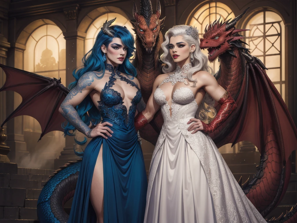 Targaryen, drag queen, dress, dragon, beauty hair, fashion dress, Meleys, Black and red