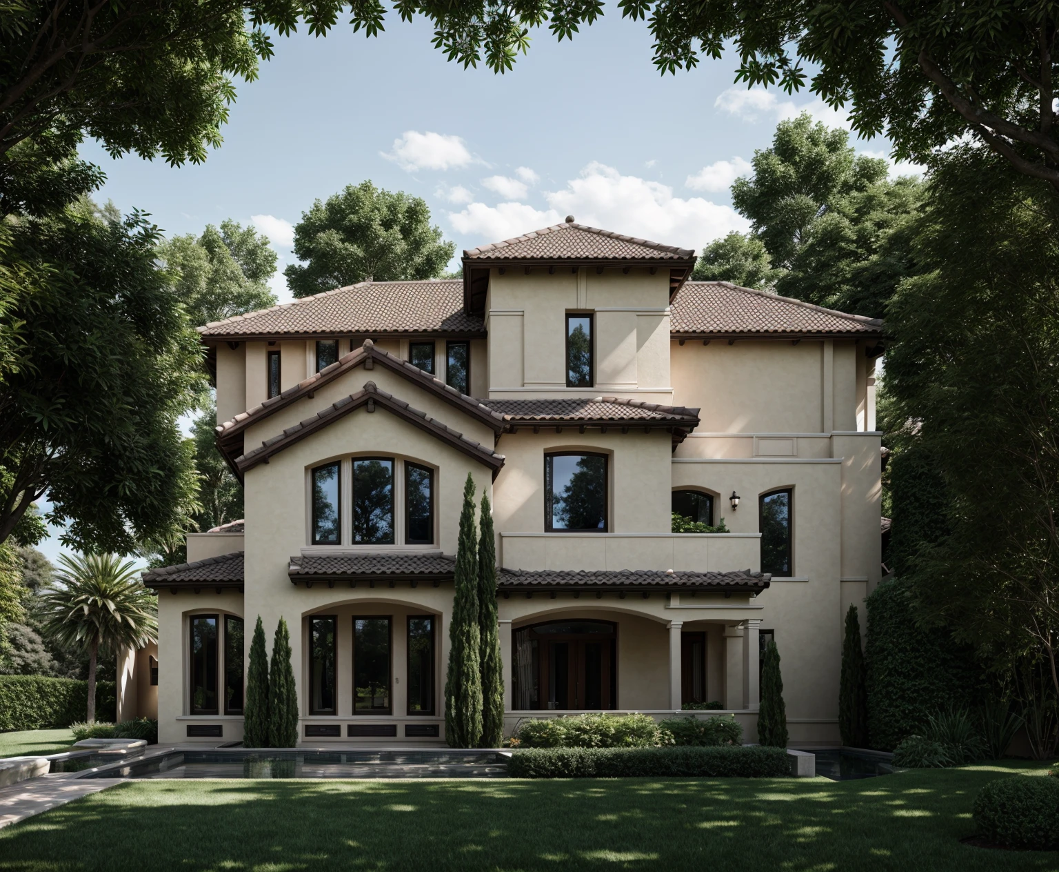  exterior , styles of villa, masterplan, grass, day, line,  masterpiece, highquality, realistic photo, canon eos 5D mark, [[[architech1904]]], natural light, (realistic: 1.2), sharpen edge, 