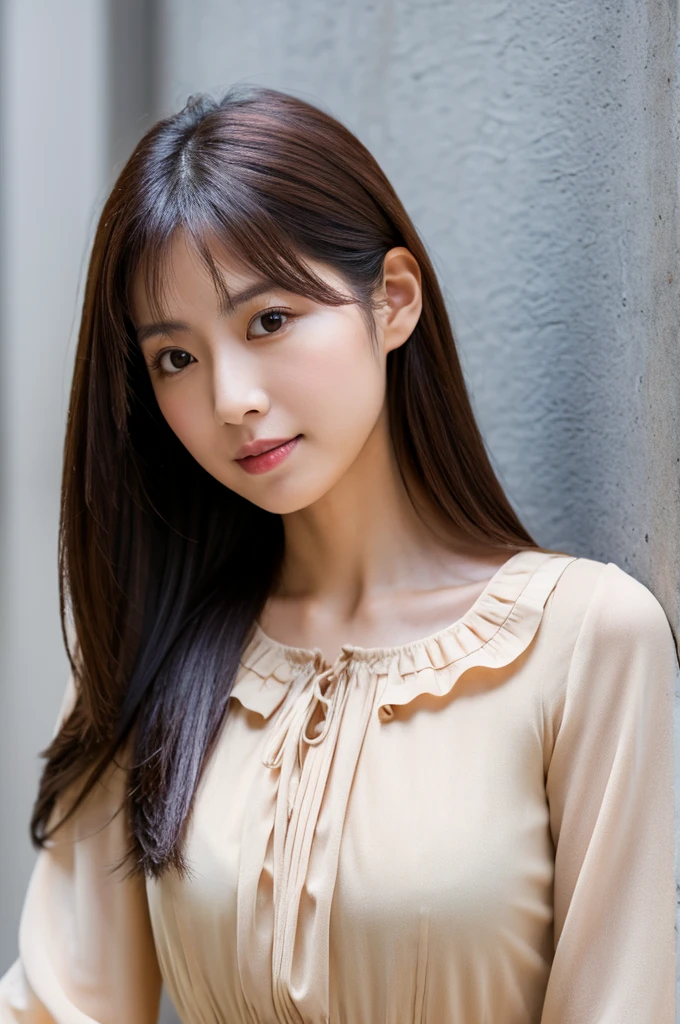 ((Highest quality)), ((masterpiece)), (detailed),Perfect Face,Japanese,Fair skin,Upper Body,Long Hair,Women's Ana Style,blouse,Mature Woman