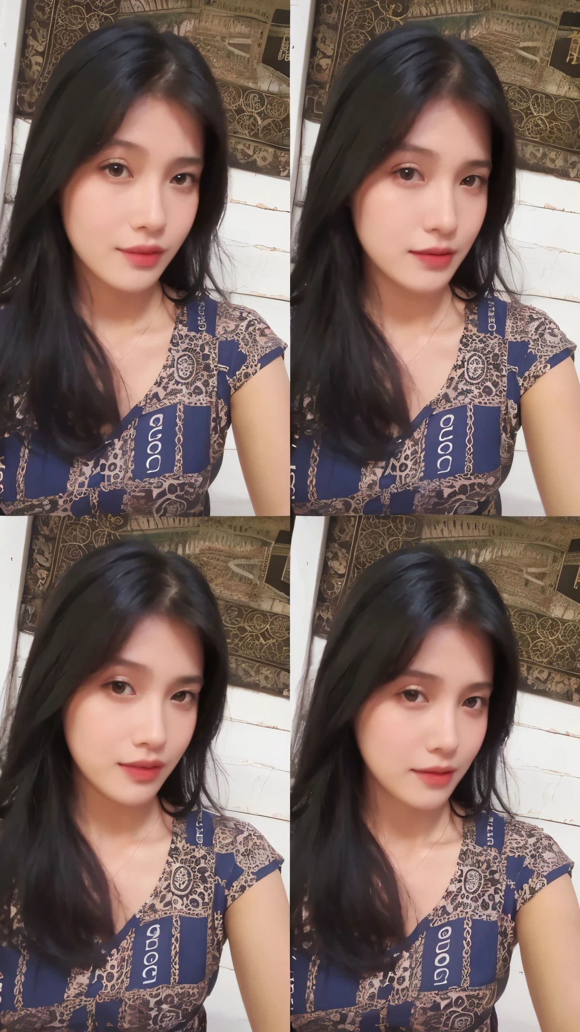 (realistic, high resolution:1.3), (face close up), 1 girl with perfect figure, super fine face and eyes, black hair,medium hair, tank top: 1.2 in random colors, short、skirt, bridge, big breasts, cleavage, choker, smile、selfie