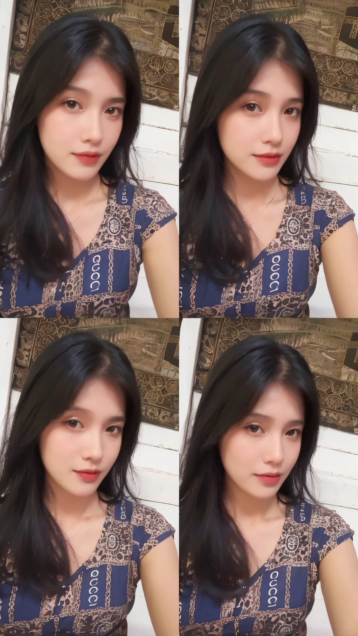 (realistic, high resolution:1.3), (face close up), 1 girl with perfect figure, super fine face and eyes, black hair,medium hair, tank top: 1.2 in random colors, short、skirt, bridge, big breasts, cleavage, choker, smile、selfie