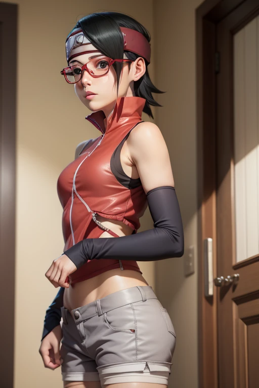 Sarada 8 years old sfwn, sexly, Decode ripped flat beautiful breasts, short black hair , eyes black, and with red glasses , peach skin , is 8 years old ,wears a shinobi outfit , It&#39;s in the Shinobi Academy cafeteria.,(work of art, high resolution),frightened facial expression ,weep,body soaking wet,hair wet,Dog Collar, slave , capturing the dark allure of forbidden desires,trapped by twisted tendrils, Pliers are on a chain, underdog, dark prison, the area near the body is wet,scared expression , Extreme decode, flat chest pointed pink nipples, big-ass, flat belly, sobbing,whole body