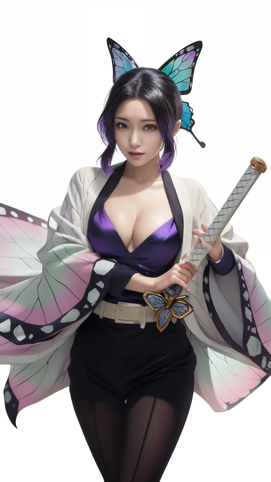 Woman in purple dress holding butterfly and sword, Duelist Style, The Detailed Art of the Onmyoji, Demon Slayer Art Style, Guilty Gear Strike Splash Art, Genshin Impact Characters, onmyoji, Keqing of Genshin Impact, Handsome men from Demon Slayer, Genshin Impact Mid-Range, Detailed Key Anime Art