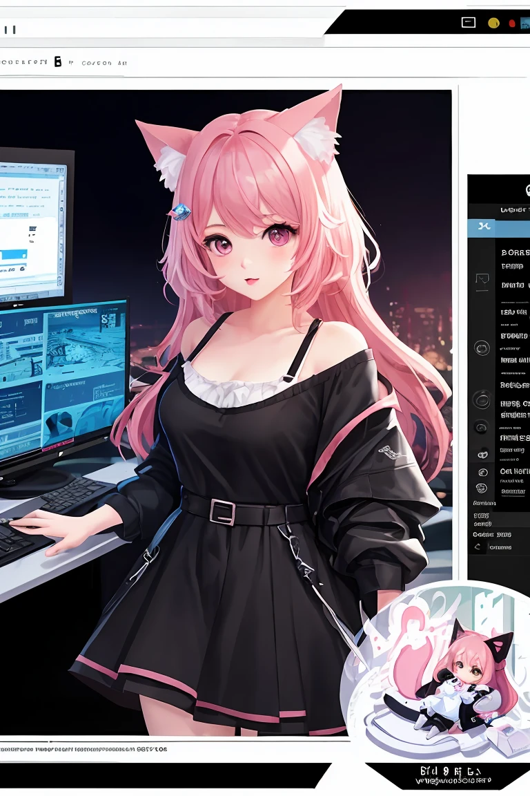 score_9,score_8_up,score_7_up,masterpiece, top quality, best quality, official art, beautiful and aesthetic, animation, , 1girl with cat ear, perfect figure, pink hair, complex details,, computer screenshot, DNS management interface, white background, black text and icon ,