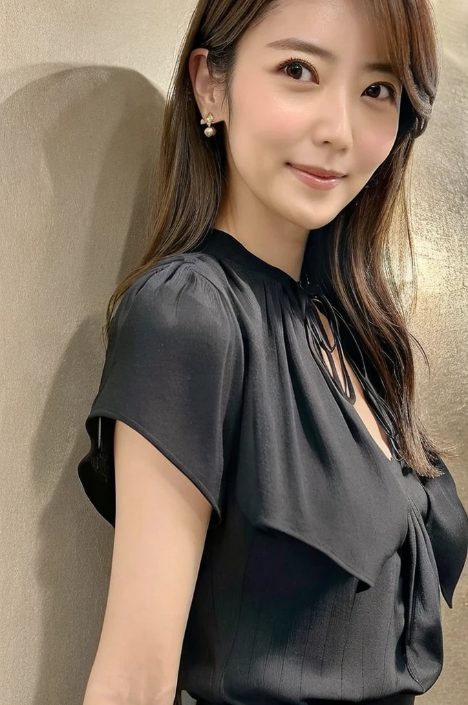 ((Highest quality)), ((masterpiece)), (detailed),Perfect Face,Japanese,Fair skin,Upper Body,Long Hair,Women's Ana Style,blouse,Mature Woman