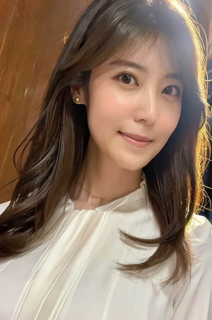 ((Highest quality)), ((masterpiece)), (detailed),Perfect Face,Japanese,Fair skin,Upper Body,Long Hair,Women's Ana Style,blouse,Mature Woman