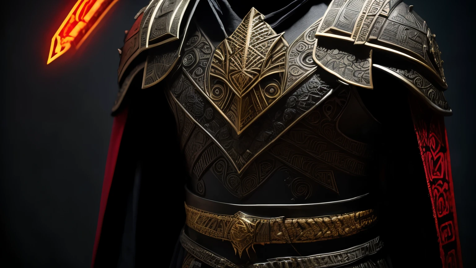 The Aztec Death Knight's armor is a combination of gold and black, and is elaborately engraved with artistic patterns from the ancient Mayan empire. The hieroglyphs glow on the armor, giving the impression that they are alive. His helmet has a shape similar to the crown of the Aztec king and is decorated with images of snakes and eagles. The front of the helmet has a terrifying expression reminiscent of the face of an evil spirit, and glowing red eyes burn inside the helmet. The weapon is shaped like a huge sickle and looks like a modified version of the atlatl, a traditional Aztec weapon. The scythe's blade is black and a red light flashes on its edge. The handle of the scythe is decorated with skulls and snakes. The cloak appears to be a veil of darkness and is engraved with ancient Mayan hieroglyphs. His skin is deathly pale, dry and cracked like a mummy's. Her hands are made up of long fingers and sharp nails, which are black and contain a powerful poison. There are always little sparks of soul floating around the Death Knight.