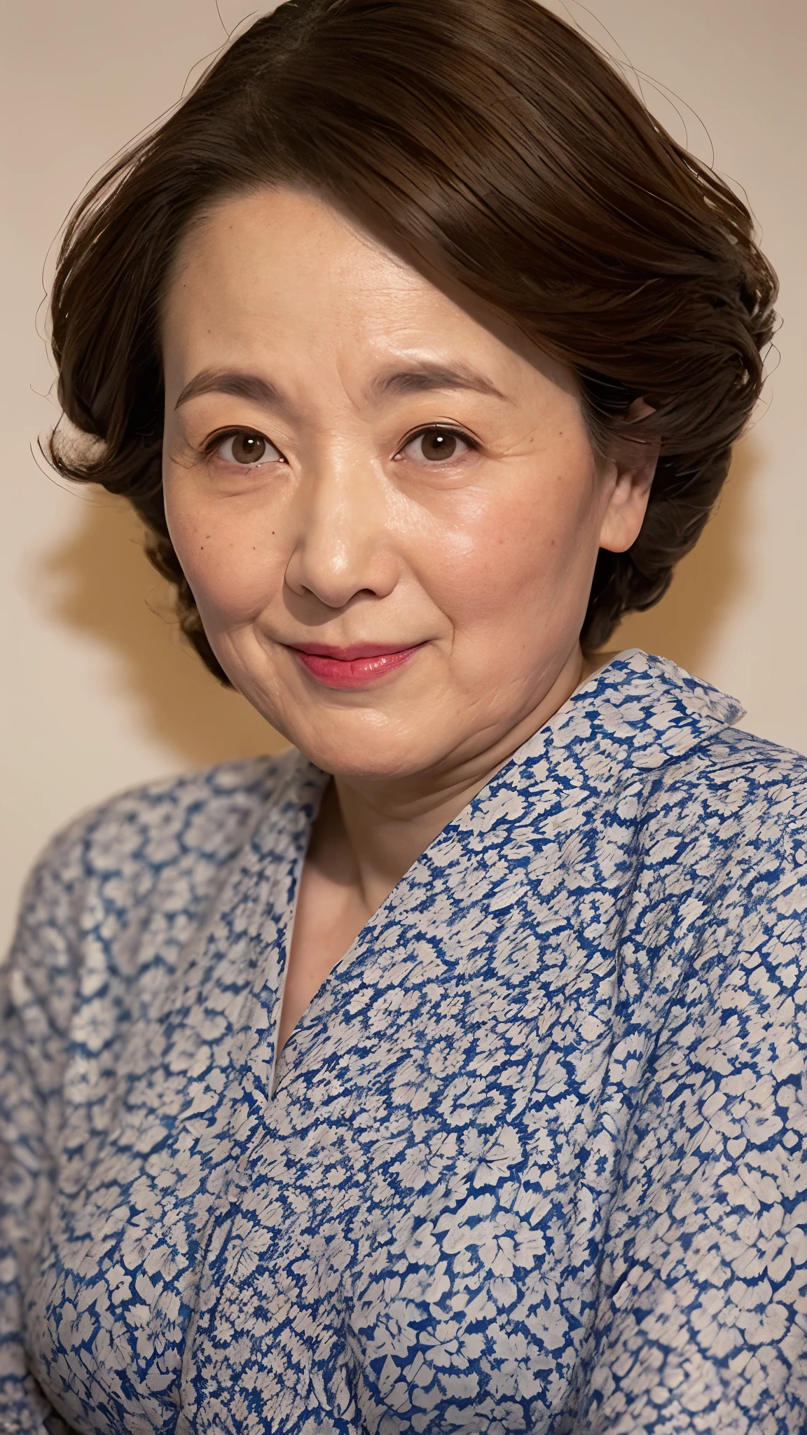 Kawase Hasui, Face close-up, Japanese painting, senior citizen, Draw lips correctly, Red lipstick, From the chest up, 16K, Highest quality, Very detailed, Realistic, Very detailed肌, Perfect ???????, (Japanese), (alone), 100 years old, Large Breasts, Mature female politician, Glamour, sexy, Chromo White Skin, Staring straight ahead,