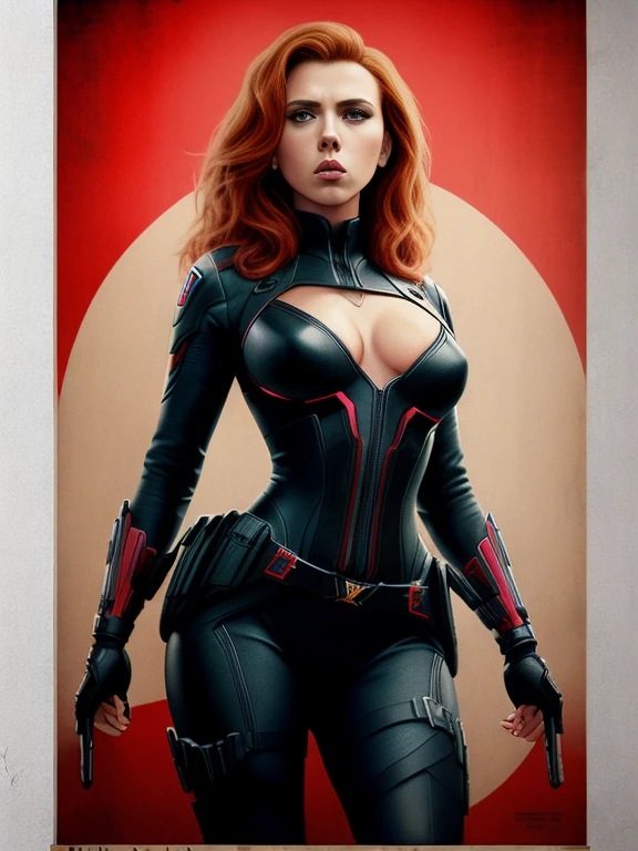 Scarlett Johansson as black widow, vhs effect, (poster:1.6), poster on wall, nostalgia, movie poster, portrait, close up, narrow waist, wide hips, Large breasts,
(skin texture), intricately detailed, fine details, hyperdetailed, raytracing, subsurface scattering, diffused soft lighting, shallow depth of field, by (Oliver Wetter)