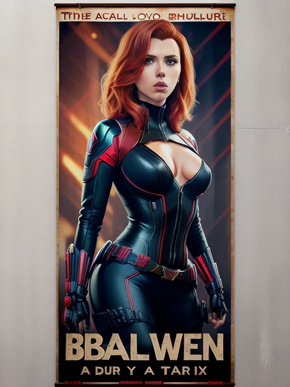 Scarlett Johansson as black widow, vhs effect, (poster:1.6), poster on wall, nostalgia, movie poster, portrait, close up, narrow waist, wide hips, Large breasts,
(skin texture), intricately detailed, fine details, hyperdetailed, raytracing, subsurface scattering, diffused soft lighting, shallow depth of field, by (Oliver Wetter)