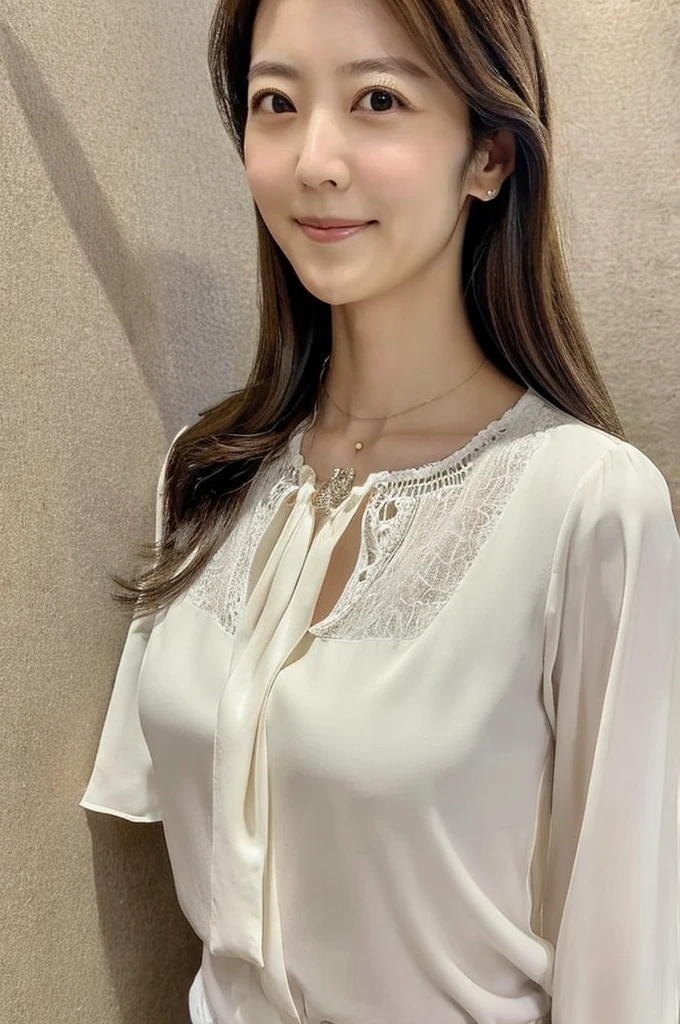 ((Highest quality)), ((masterpiece)), (detailed),Perfect Face,Japanese,Fair skin,Upper Body,Long Hair,Women's Ana Style,blouse,Mature Woman