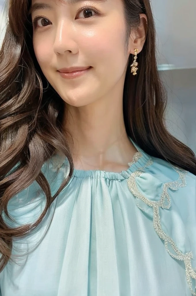 ((Highest quality)), ((masterpiece)), (detailed),Perfect Face,Japanese,Fair skin,Upper Body,Long Hair,Women's Ana Style,blouse,Mature Woman