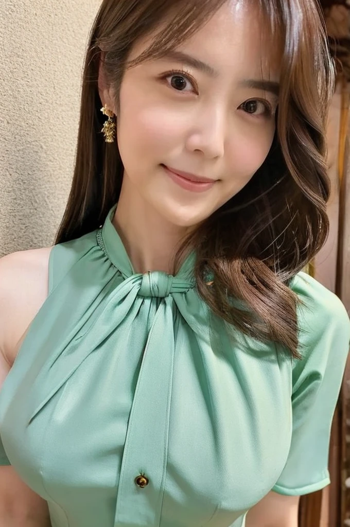 ((Highest quality)), ((masterpiece)), (detailed),Perfect Face,Japanese,Fair skin,Upper Body,Long Hair,Women's Ana Style,blouse,Mature Woman