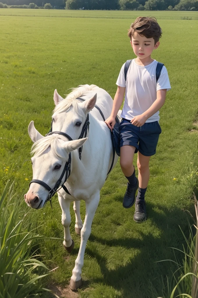 The dreamy boy going to the big field