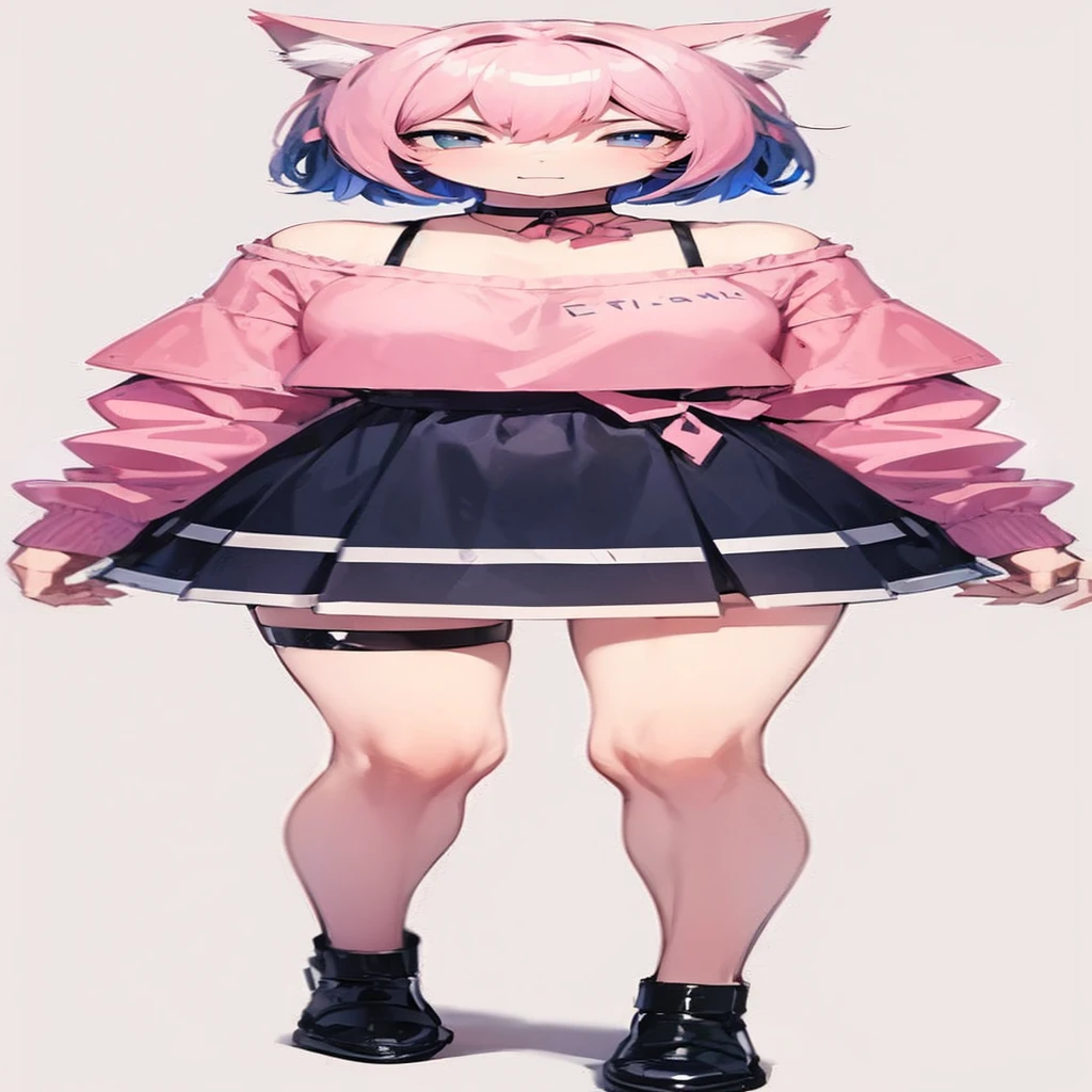 One catgirl called Harifes who is 15yo and has a nice body and likes simple clothes, She has short hair pink+blue which are her favorite colours, perfect body and good image detailed 