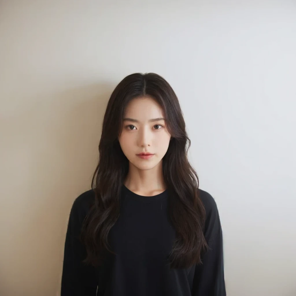 Best Quality, 8k, Masterpiece, (Portrait: 1.3), (photo realistic:1.4), (hyper realistic:1.4), Sharp Focus, looking at viewer, (smoother lighting:1.1), (increase cinematic lighting quality:0.9), realistic lighting, backlighting, light on face, ray trace, (brightening light:1.2), (Increase quality:1.4), sharp detail, (best quality real texture skin:1.4), finely detailed eyes, black_eyes, finely detailed face, 25 year old Korean woman, (yellow t_shirt:1.4), (Create an image maintaining the original base model hairstyle:1.5)
